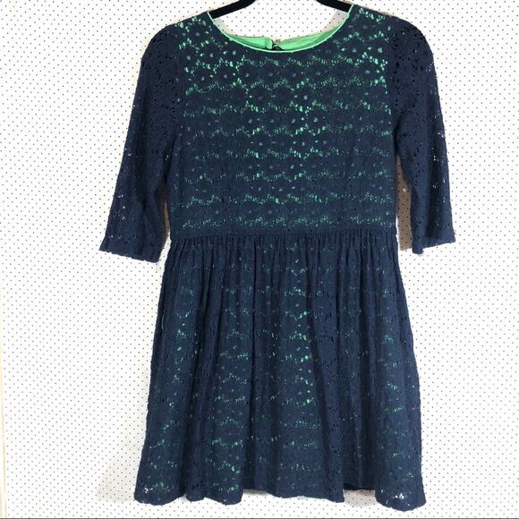 Elf Sack kids dress size L- Navy with green lining - Picture 1 of 5